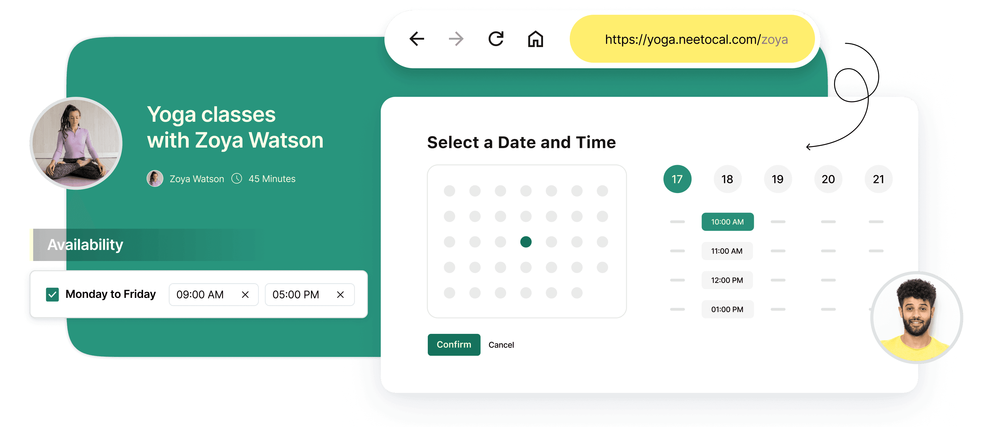 Set your availability and let your client book your slot.