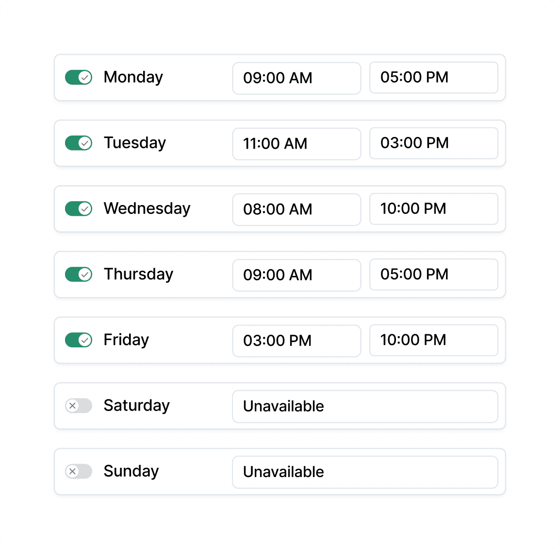 Availabilities mobile image